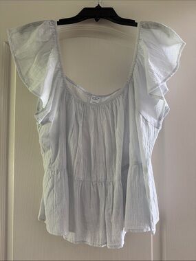Melrose and Market Pale Blue Ruffle Sleeve Peasant Blouse